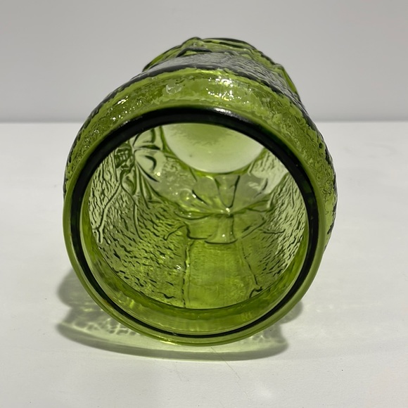 Vintage Avocado Green Anchor Hocking Spring Rain Flower Glass Tall Canister - Picture 7 of 15